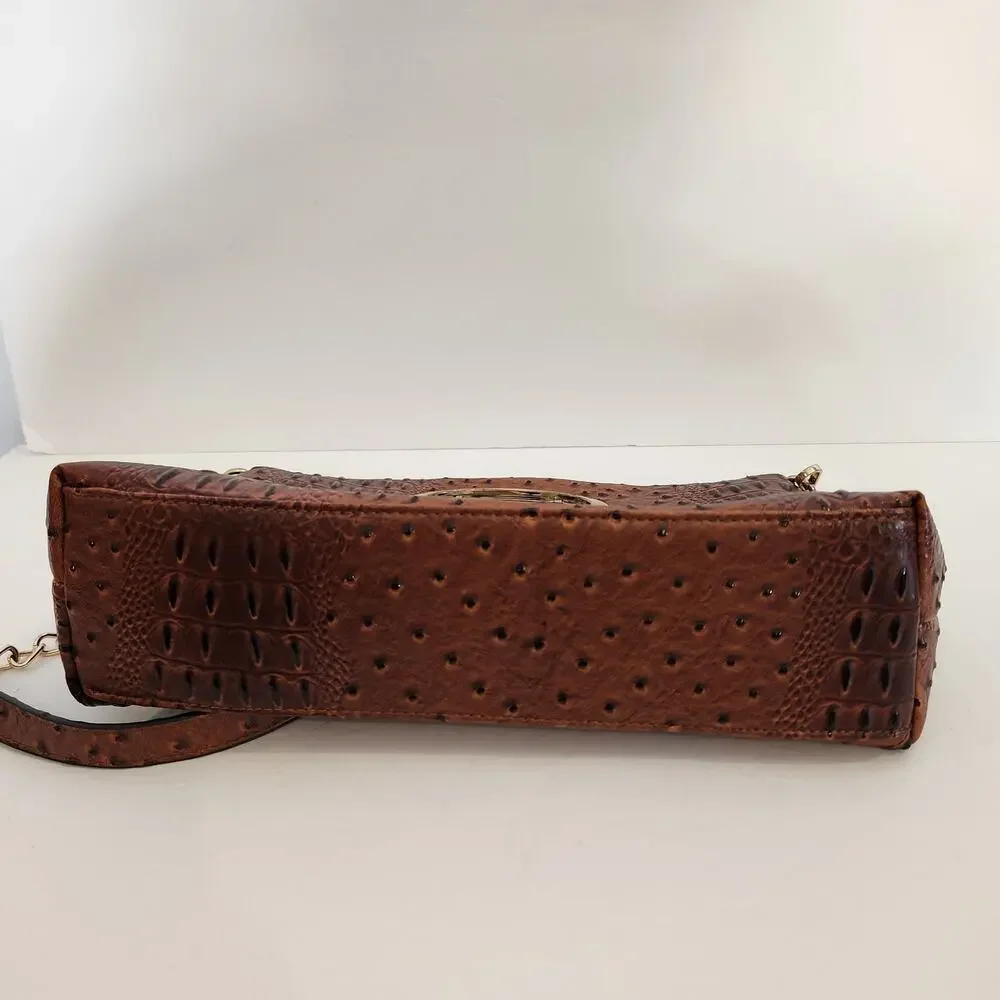 C EST 1946 Brown Bronze Faux Ostrich‎ Leather Crossbody|Clutch Bag|Purse Boho